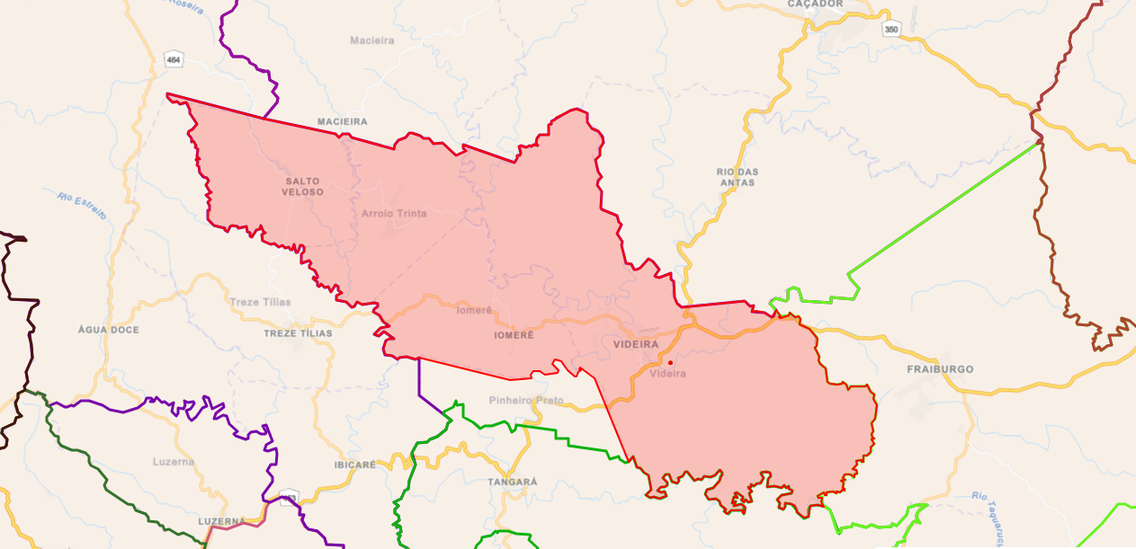 Mapa ONR Circunscrição Registro de Imóveis de Videira